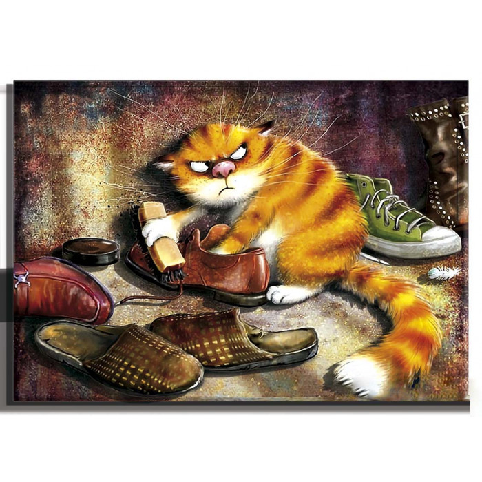 РТ150153 Рудий кіт. Папертоль. Картина з паперу