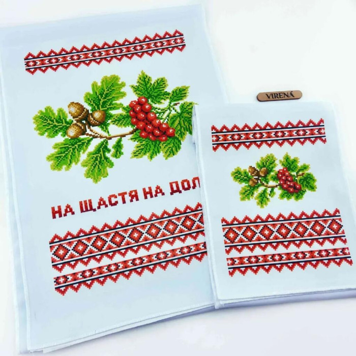 РВМ_052 Virena Заготовка для вишивки бісером - Весільний рушник малий 20x140 см (габардин)