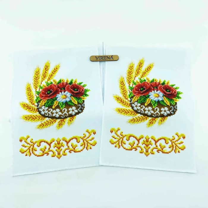 РВМ_054 Virena Заготовка для вишивки бісером - Весільний рушник малий, 20x140 см (габардин)