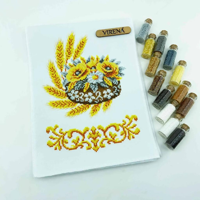 РВМ_055 Virena Заготовка для вишивки бісером - Весільний рушник малий, 20x140 см (габардин)