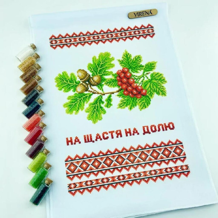 РВВ_071 Virena Заготовка для вишивки бісером - Весільний рушник великий 35x190 см (габардин)