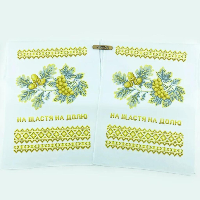 РВВ_072 Virena Заготовка для вишивки бісером - Весільний рушник великий 35x190 см (габардин)