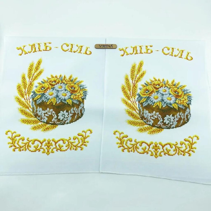 РВВ_074 Virena Заготовка для вишивки бісером - Весільний рушник великий, 35x190 см (габардин)