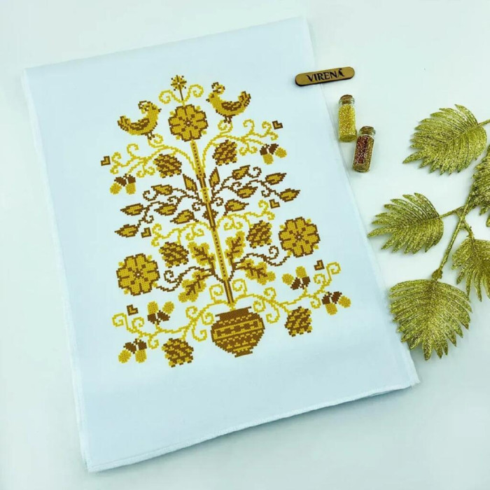 РВВ_075 Virena Заготовка для вишивки бісером - Весільний рушник великий, 35x190 см (габардин)