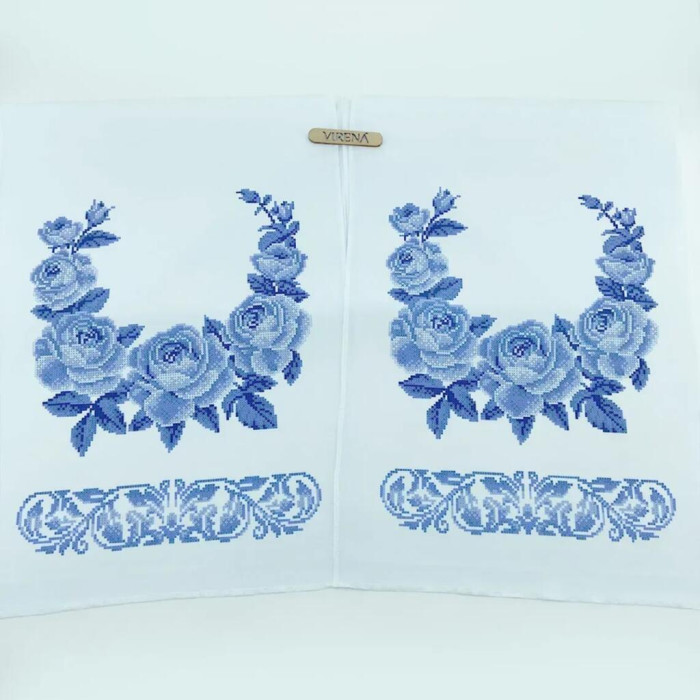 РВВ_079 Virena Заготовка для вишивки бісером - Весільний рушник великий в сріблі, 35x190 см (габардин)