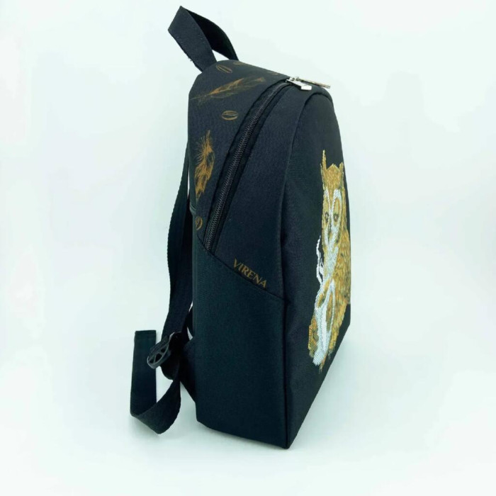 Рюкзак_806 Virena Заготовка для вишивки бісером - Рюкзак Сова з чашкою кави, 24x30x8 см