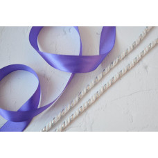 Набір для декору ялинкових іграшок Tela Artis: шнур 6мм білий/срібло+ стрічка фіолетова 2,5см