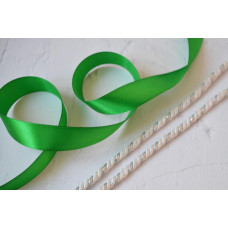 Набір для декору ялинкових іграшок Tela Artis: шнур 6мм білий/срібло+ стрічка темно-зелена 2,5см