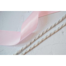Набір для декору ялинкових іграшок Tela Artis: шнур 6мм білий/срібло+ стрічка світло-рожева 5см