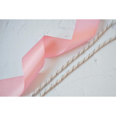 Набір для декору ялинкових іграшок Tela Artis: шнур 6мм білий/срібло+ стрічка рожева 5см