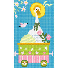 S132 Чарівниця Заготовка для вишивки друкованим хрестиком - Великоднє свято 15x25 см, страмін