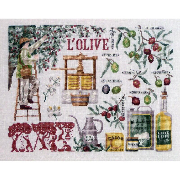 SA03-C Lucas Creations Схема для вишивки рахунковим хрестиком - Оливкова олія L'olive 32x24 см, папір