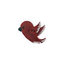 SB008LF Button (ґудзик) - Left-Facing Flying Dark Red Bird Stoney Creek