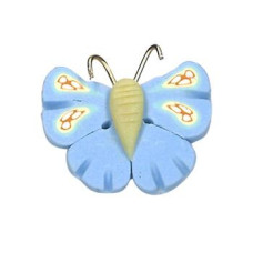 SB012 Button (ґудзик) - Periwinkle Butterfly w/ Yellow Body Stoney Creek