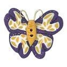 SB015 Button (ґудзик) - Purple & Gold Butterfly - Stoney Creek