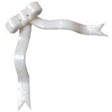 SB023 Button (ґудзик) - Long White Glitter Bow Stoney Creek