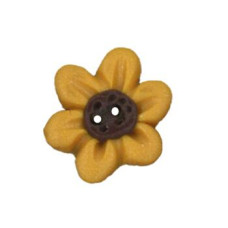 SB084GD Button (ґудзик) - Gold Six Petal Flower w/Brown Center Stoney Creek