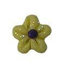 SB119S Button (ґудзик) - Pale Yellow Glitter Flower, Small Stoney Creek