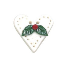 SB122M Button (ґудзик) - Pearl Holly Heart, Medium Stoney Creek