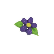 SB179GPLS Button (ґудзик) - Glitter Purple Flower with 2 Leaves, Small Stoney Creek