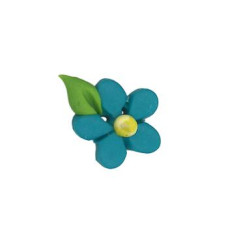 SB181TQS Button (ґудзик) - Turquoise Flower w/ Leaf, Small - Stoney Creek