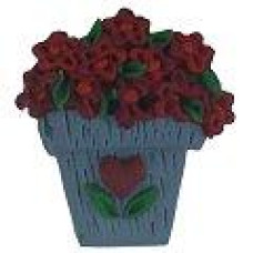 SB183 Button (ґудзик) - Flower Pot with Hearts & Flowers Stoney Creek
