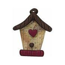 SB191L Button (ґудзик) - Birdhouse with Heart - Stoney Creek