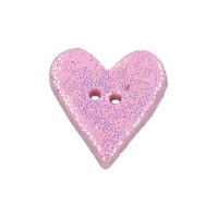 SB204 Button (ґудзик) - Pink Glitter Heart Stoney Creek
