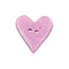 SB204 Button (ґудзик) - Pink Glitter Heart Stoney Creek