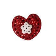 SB207 Button (ґудзик) - Red Glitter Heart w/ Snowflake - Stoney Creek