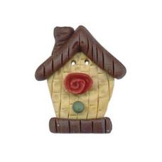 SB483 Button (ґудзик) - Birdhouse With Rose - Stoney Creek