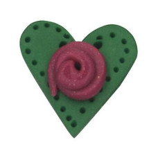 SB490GRM Button (ґудзик) - Lacy Green Rose Heart (Medium) Stoney Creek