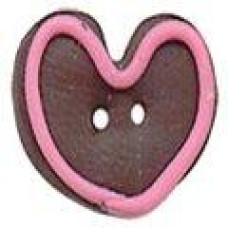 SB491PKSM Button (ґудзик) - Chocolate Heart with Pink Icing, Small - Stoney Creek