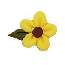 SB554YWM Button (ґудзик) - Medium Yellow Flower Head w/ Leaf Stoney Creek