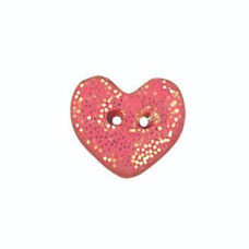 SB586CLS Button (ґудзик) - Coral Sparkle Heart (Round), Small - Stoney Creek