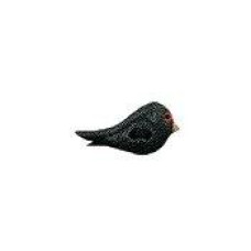 SB592RS Button (ґудзик) - Perched Black Right-Facing Bird, Small Stoney Creek
