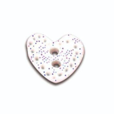 SB599WHS Button (ґудзик) - Glitter Heart White, Small Stoney Creek