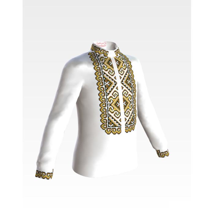 СД001дБ34нн Сорочка дитяча (для хлопчика), домоткане полотно, біле, 4-7 років. Барвиста вишиванка. Заготовка для вишивки бісером