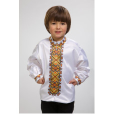 СД003дБ34нн Сорочка дитяча (для хлопчика), домоткане полотно, біле, 4-7 років. Барвиста вишиванка. Заготовка для вишивки бісером