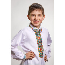 СД004дБ40нн Сорочка дитяча (для хлопчика), домоткане полотно, біле, 8-12 років. Барвиста вишиванка. Заготовка для вишивки бісером