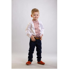 СД009дБ28нн Сорочка дитяча (для хлопчика), домоткане полотно, біле, 1-3 роки. Барвиста вишиванка. Заготовка для вишивки бісером