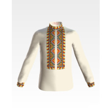 СД011шМ28нн Барвиста вишиванка Заготовка для вишивки - Сорочка для хлопчика 1-3 роки, шовк, бежевий