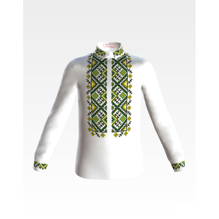 СД013шБ28нн Барвиста вишиванка Заготовка для вишивки - Сорочка для хлопчика 1-3 роки, шовк, білий