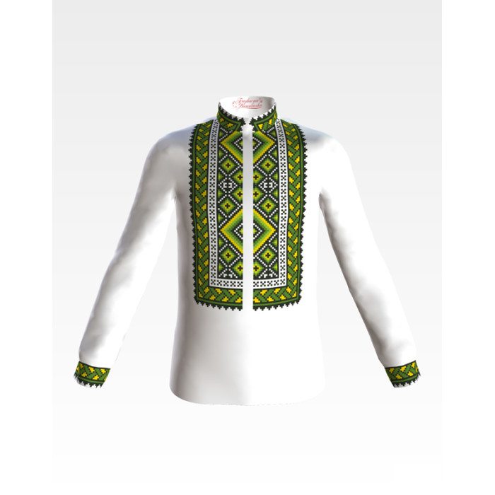 СД016шБ28нн Барвиста вишиванка Заготовка для вишивки - Сорочка для хлопчика 1-3 роки, шовк, білий