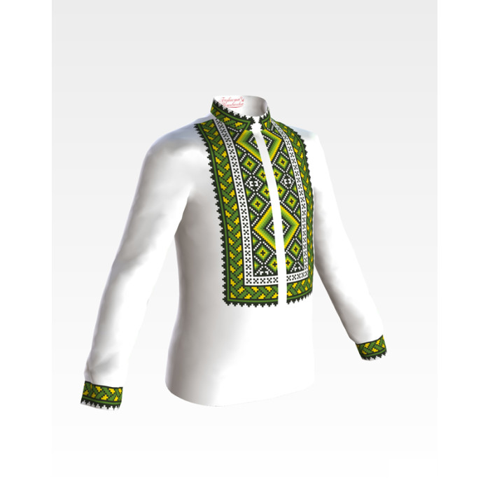 СД016шБ28нн Барвиста вишиванка Заготовка для вишивки - Сорочка для хлопчика 1-3 роки, шовк, білий