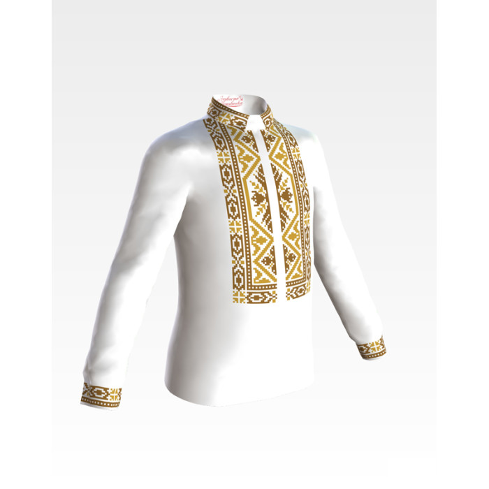 СД019дБ28нн Сорочка дитяча (для хлопчика), домоткане полотно, біле, 1-3 роки. Барвиста вишиванка. Заготовка для вишивки бісером