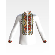 СД025дБ40нн Сорочка дитяча (для хлопчика), домоткане полотно, біле, 8-12 років. Барвиста вишиванка. Заготовка для вишивки бісером