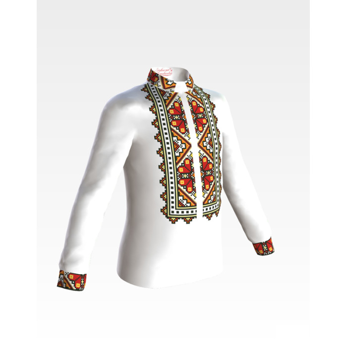 СД025хБ28нн Барвиста вишиванка Заготовка для вишивки - Сорочка для хлопчика 1-3 роки, батист, білий