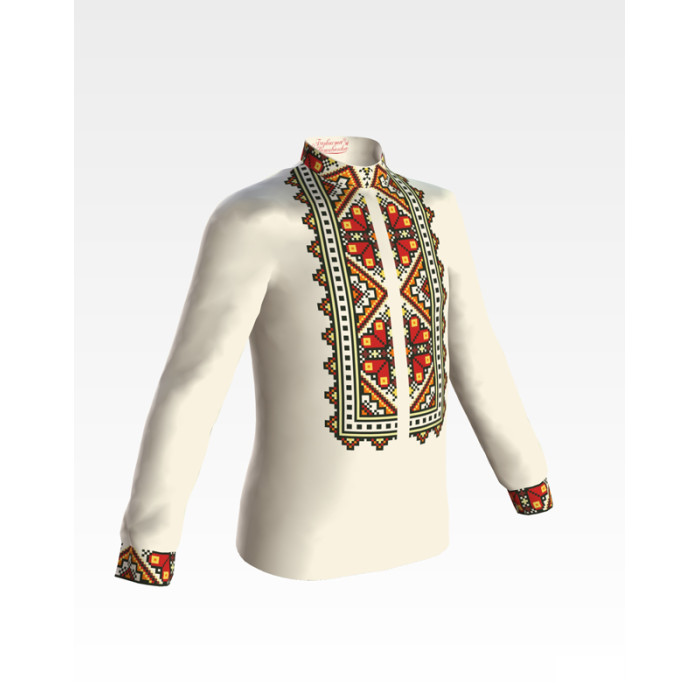 СД025хМ40нн Барвиста вишиванка Заготовка для вишивки - Сорочка для хлопчика 8-12 років, батист, бежевий