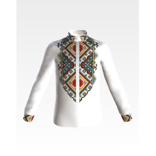 СД029дБ28нн Сорочка дитяча (для хлопчика), домоткане полотно, біле, 1-3 роки. Барвиста вишиванка. Заготовка для вишивки бісером